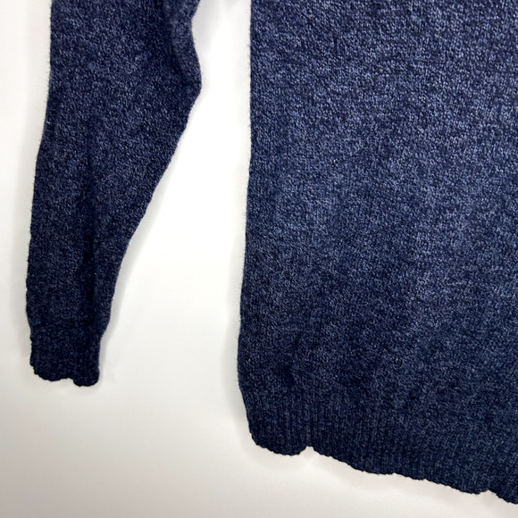 J Crew 100% Lambswool Sweater Mens Large Navy 1/4 Zip Preppy Old Money Golf FLAW - Picture 6 of 15